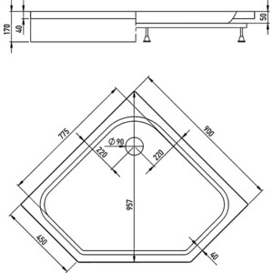 Душевой уголок Alex Baitler 90x90 с поддоном, прозрачный, хром (AB 215-90, AB9017V-1)