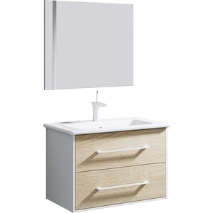 Тумба с раковиной Aqwella Майами 75x45 дуб сонома/белый (MAI0175 + Mal.75.04.D)