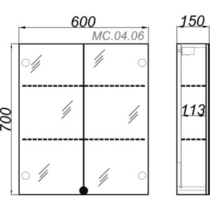Зеркальный шкаф Aqwella MC 60x70 белый (MC.04.06)