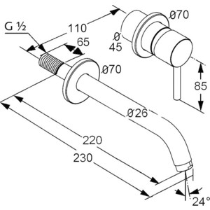 Смеситель для раковины Kludi Bozz встраиваемый, для 38243, хром (382450576)