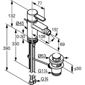Смеситель для биде Kludi Zenta с донным клапаном (385300575)