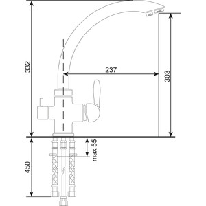 Смеситель для кухни Ulgran U-017 с подключением к фильтру, серый (U-017-310)