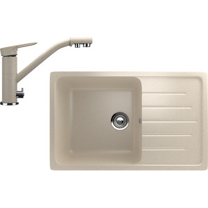 Кухонная мойка и смеситель Ulgran U-400 бежевый (U-400-328, U-010-328)