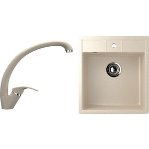 Кухонная мойка и смеситель Ulgran U-406 бежевый