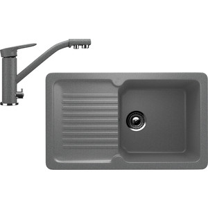 Кухонная мойка и смеситель Ulgran U-506 темно-серый