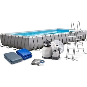 Каркасный бассейн Intex 26364 Ultra XTR Frame 732х366х132см, 31805л, песч.фил.-нас. 7900л/ч, лестн, тент, подст.
